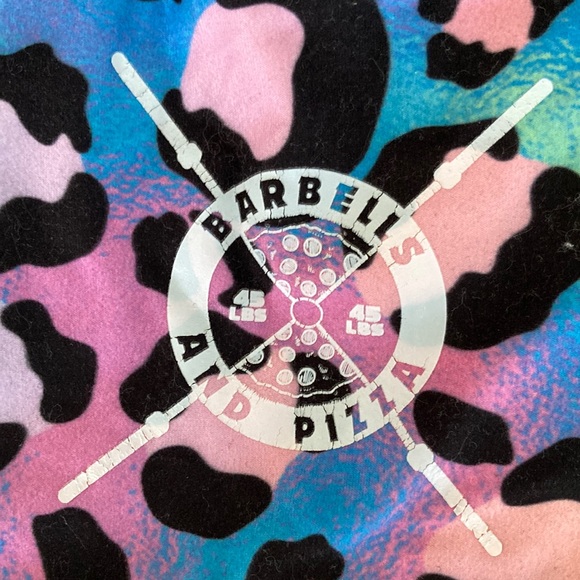 BARBELLS & PIZZA Colorful Leopard Athletic Shorts with Pockets L - Picture 12 of 14